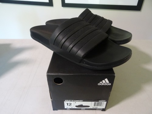 NEW Adidas Adilette Cloudfoam Plus Mono Slide Sandals Black SZ 12 MENS S82137