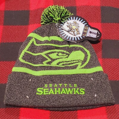 Seattle Seahawks L.E.D. Light 'em Up Pom Beanie-NWT-EXTREMELY RARE/HARD TO FIND