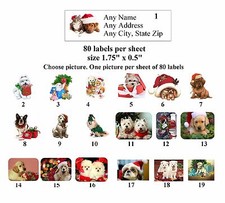 80 SMALL Address Labels Christmas Dogs (CH 4)