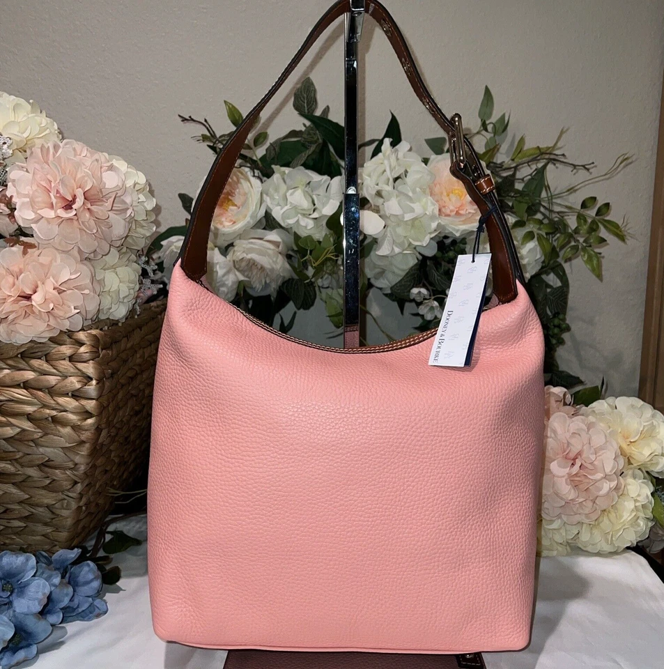 DOONEY & BOURKE Grano Guijarro PAIGE SAC HOBO/Bolso de Hombro ~ Rosa Pálido Foto 3 de 4