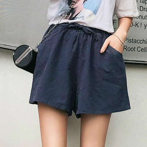 Lady Women Cotton Linen Baggy Shorts Pants Casual Wide Leg Oversized Summer Cute - Bild 4 von 21