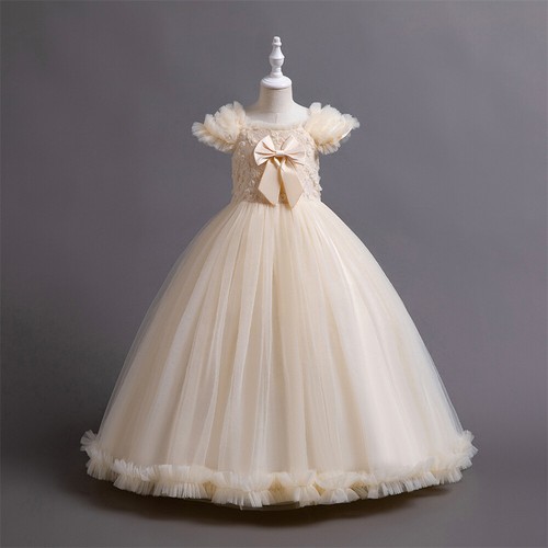 Flower Girls Kids Princess Long Dress for Wedding Bridesmaid Christmas Ball Gown - Picture 5 of 57