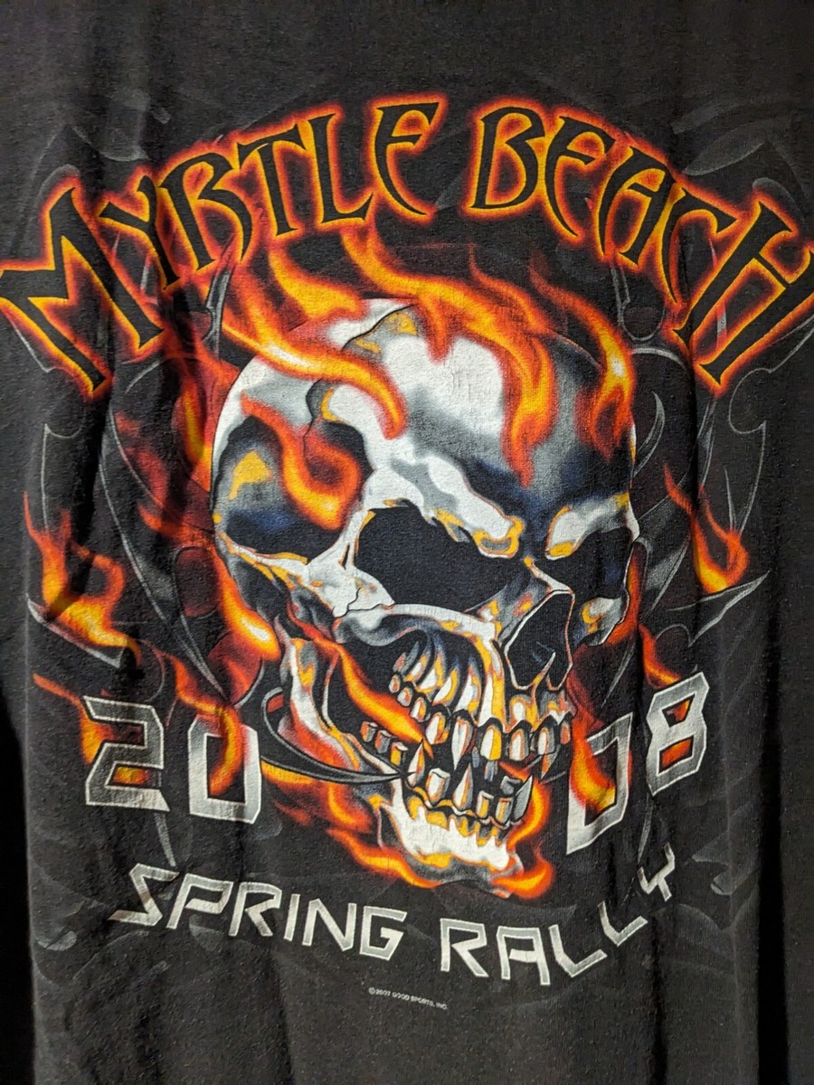 Vintage 2008 Bike Week Skull Flaming Motorcycle Harley
