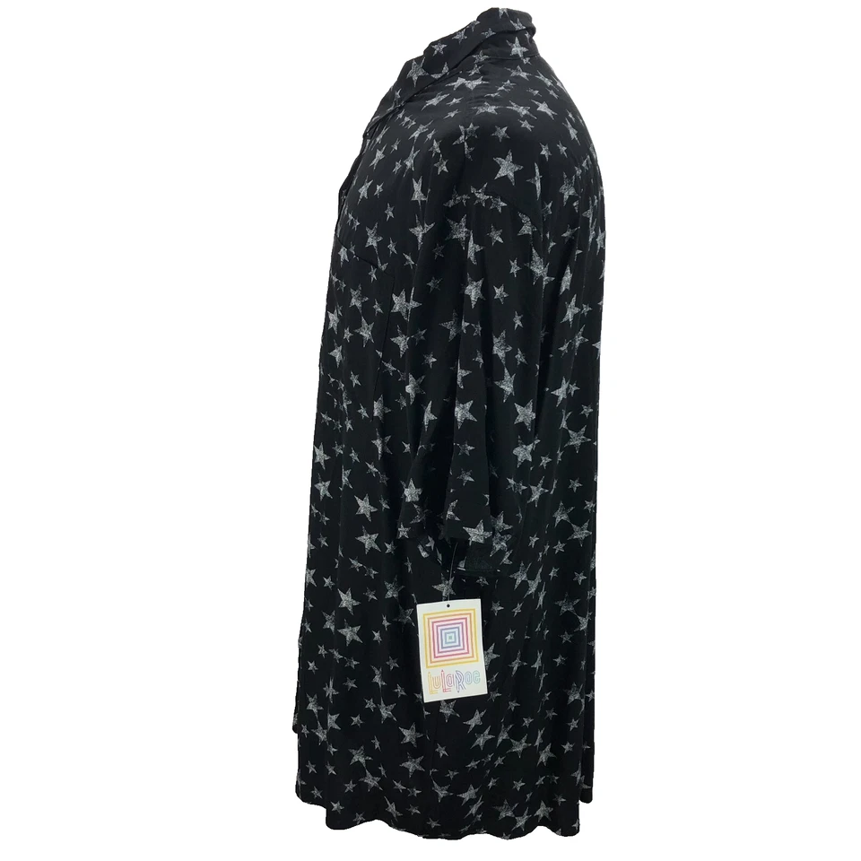 LuLa Roe 2XL XXL Black Stars  Short Sleeve Button-Up Casual Men's Shirt - Image 3 of 4