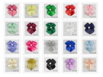 Satin Ribbon Bows With Pearl Bead 15 50 or 100