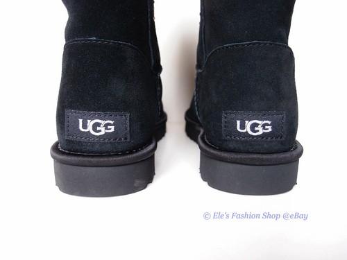 NEW UGG Australia Classic Gem Logo Short Leather Boots BLACK US 7 EU 38 AUTHENTC - 第 7/12 張圖片