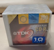 New 10 Pack TDK CD-R 80 min 700MB Disks Certified Plus For Computer Writers USA