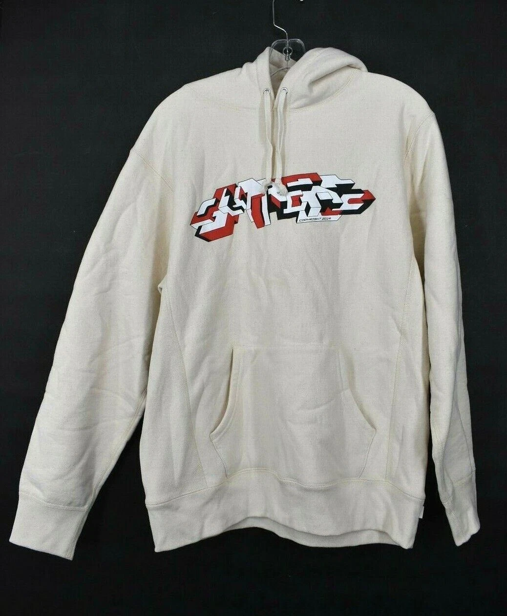 Sweat shirt homme Supreme bloc crème logo delta cordon à capuche coton L