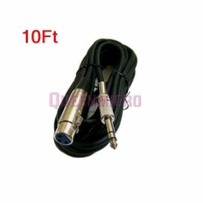 10Ft XLR 3P Female to 1/4 inch Male TRS Stereo Balanced Mic Microphone Cable