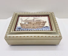 VTG Sankyo Music Jewelry Box "Noah’s Ark" With Photo/Picture Frame 6.5" x 4.5"