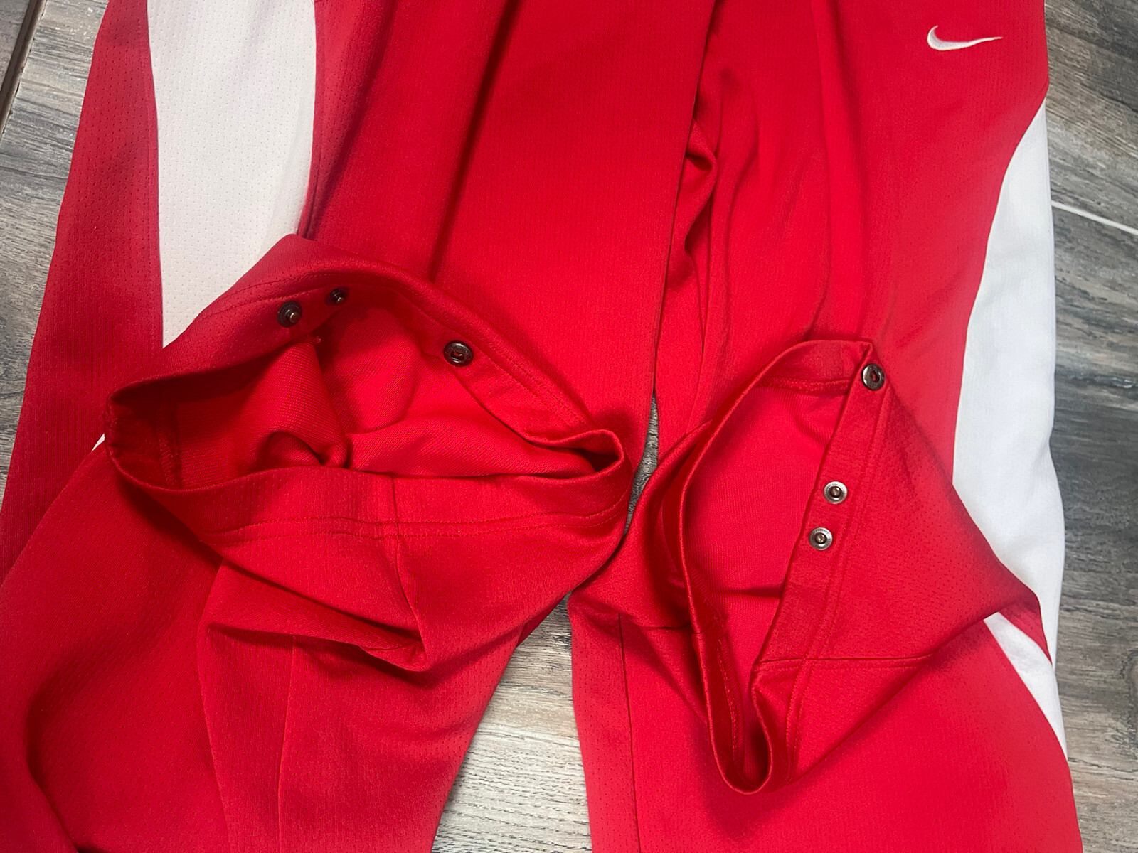 NIKE FIT DRY CONQUER RED GAME DAY ATHLETIC LIGHWEIGHT TRACK PANTS SZ