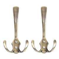2Er-Set Garderobenhaken HWC-D46, Haken Wandhaken Kleiderhaken, Farbe: Messing
