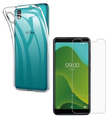 For WIKO Y50 / Y 50 TEMPERED GLASS SCREEN PROTECTOR + CLEAR SILICONE CASE COVER