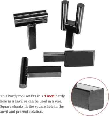 4Pcs Steel Blacksmith Forge Anvil Hardy Tool Set Fit 1inch Hardy Hole in a anvil