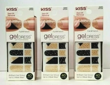 3 pk KISS GEL DRESS Gel Polish Solution 40 GEL STRIPS #60464 SWEET MELODY