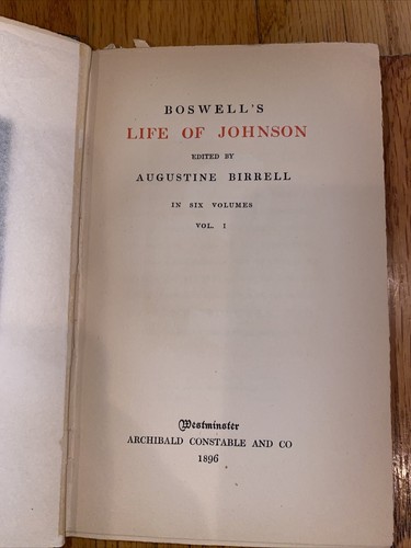 Antikes 6-bändiges Buchset Das Leben von Samuel Johnson James Boswell London 1896 - Bild 4 von 12