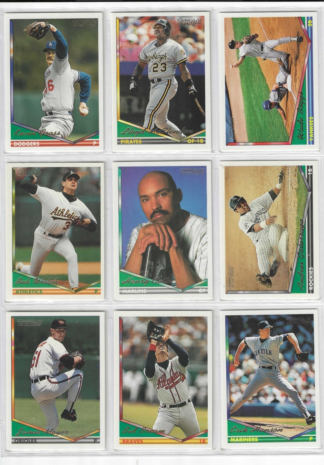 1994 Topps Gold Baseball Card Singles #501 to #600