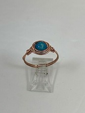 Handmade Copper Wire Wrap Turquoise Ring Size 9 78
