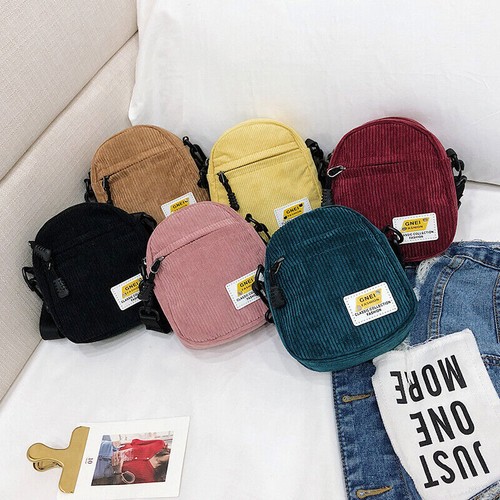 Women Canvas Shoulder Bag Corduroy Cloth Bag crossbody Bags Zipper Purse Girl - Picture 3 of 18