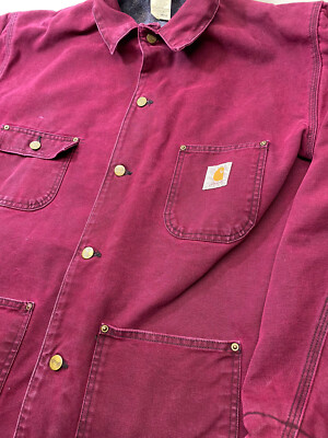 Vintage Carhartt Blanket Lined Work Chore Jacket Size XL Made in