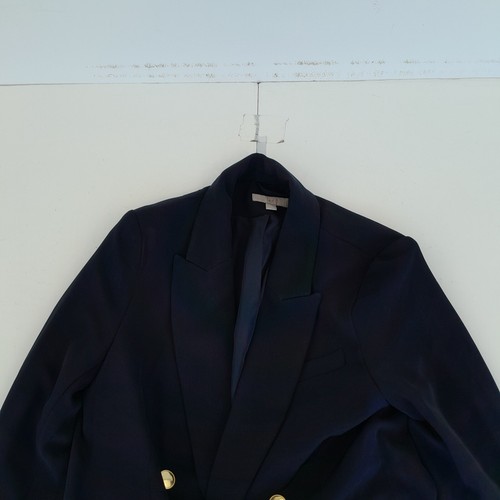 H&M Blazer Small Navy Blue Womens Double Breasted Gold Buttons Lined Mid Length - Picture 2 of 11