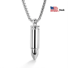 925 Sterling Silver 3mm Round Box Chain Bullet Pendant Necklace for Men Women