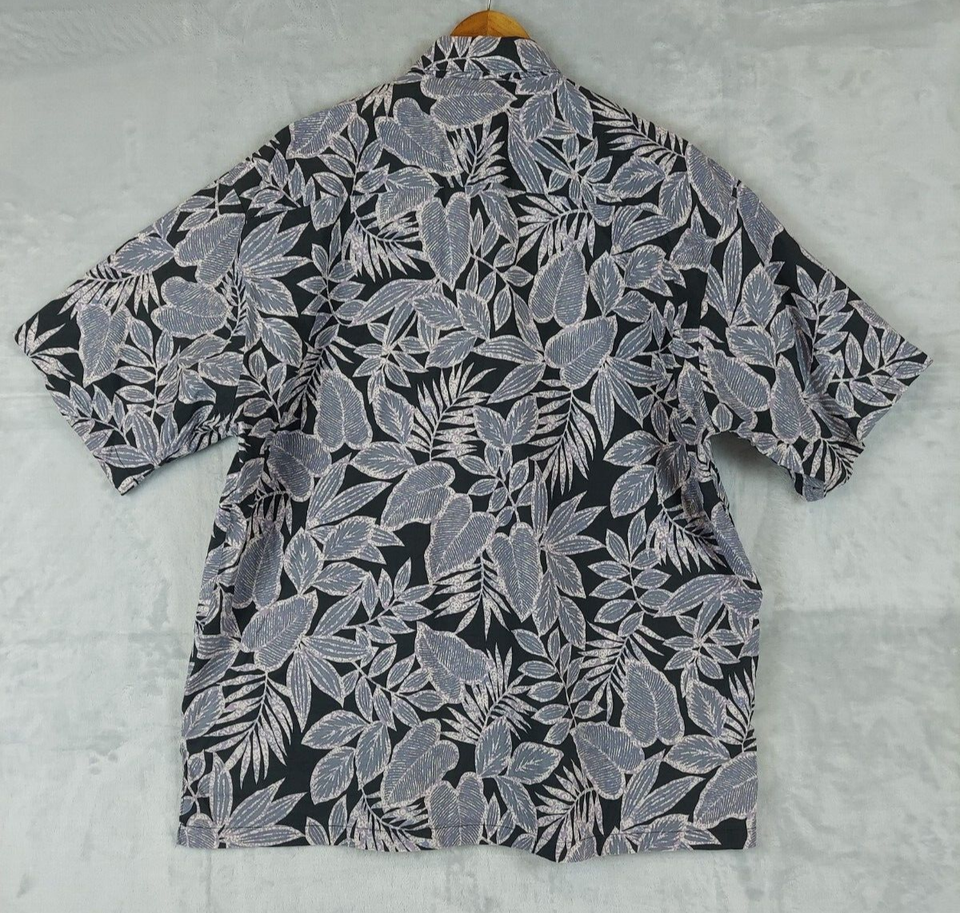 Mens Tori Richard Button Front Shirt XL Purple Black Cotton Lawn Floral
