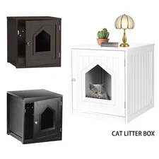 Wooden Cat Litter Box Enclosure Cat Litter Box Furniture Cat House Washroom 