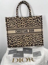 Christian Dior Mizza Book Tote Large Bag Canvas Beige Leopard pattern 50-MA-1201
