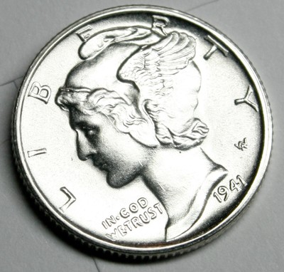 1941-s Mercury Head Dime Choice BU 100% Full Sep. Horizontal Bands (Inventory)