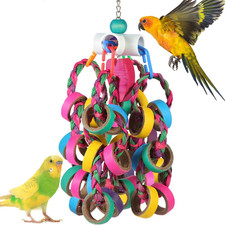 Bird Toys Conure Toys,Bird Parrot Foraging Shredder 24 Pcs Colorful Bagel Chewy
