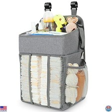 Baby Diaper Organizer Caddy - Hanging Nursery Storage for 52 Diapers, Gray