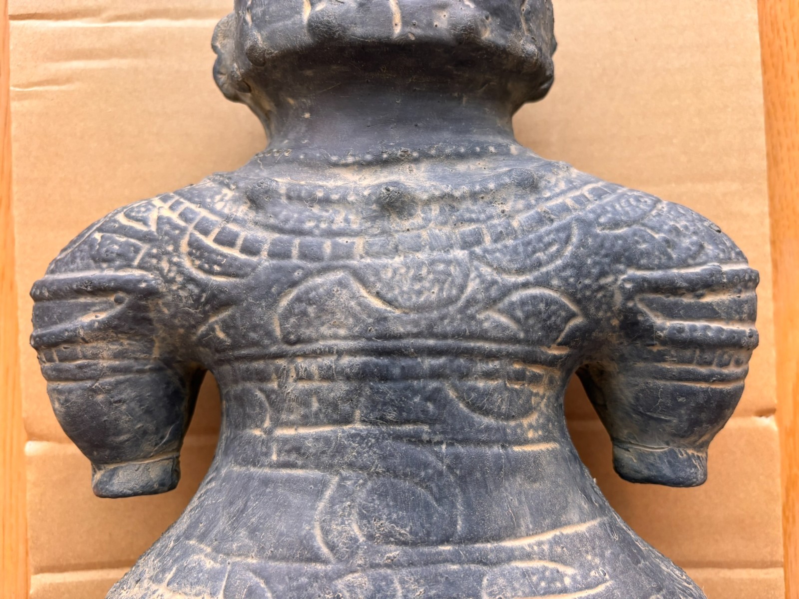 Jomon Period Dogu Carbonized Clay Replica Statue 43cm from JPN