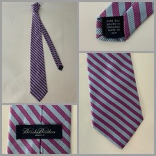 Brooks Brothers Makers Necktie Blue Purple Striped Silk Made In USA YGI R5-27