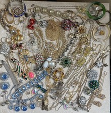 Vintage Gold Tone & Rhinestone Jewelry Lot Many Signed Eisenberg, Coro, Trifari+