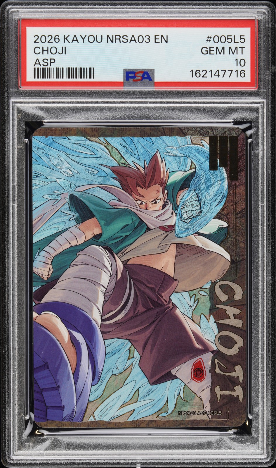 2026 KAYOU NARUTO SMRITI COLLECTIBLE CARD #005L5 CHOJI 76/99 PSA 10