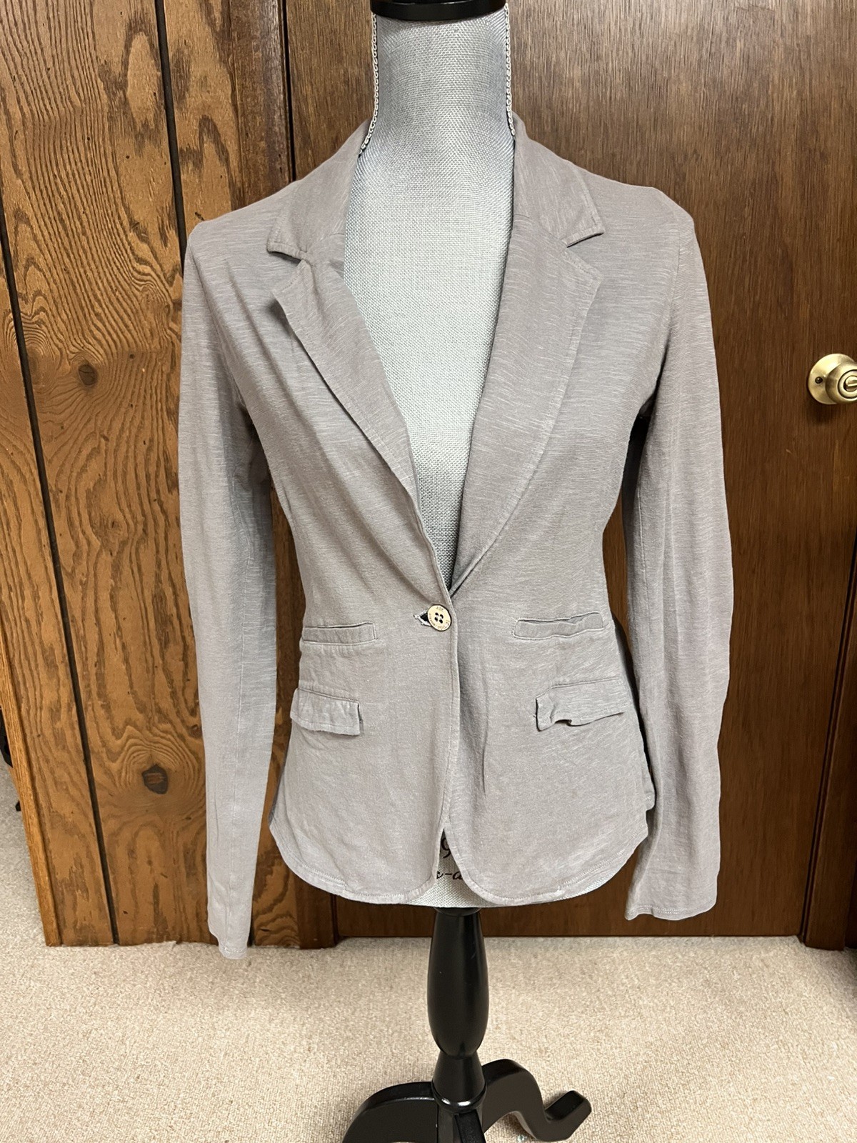 Armani Exchange Women's Knit Blazer Jacket Gray Cotton Blend Size M Cardigan