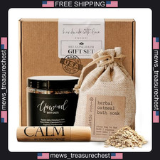 Bath Gift Set for Women with Epsom Salts Lavender Oatmeal  Essential Oil Roller