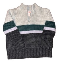 Cat  Jack Boys' Colorblock Striped Crew Neck Sweater - 1/4 Zip Size 18M