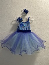 Layla  s Dance Costume Child XS Blue Floral Dress Ballet Lyrical