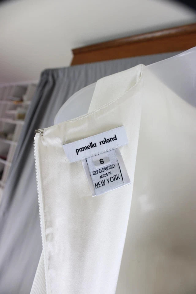 Vestido para mujer Pamella Roland blanco negro cuello redondo sin mangas talla 6 Foto 3 de 4