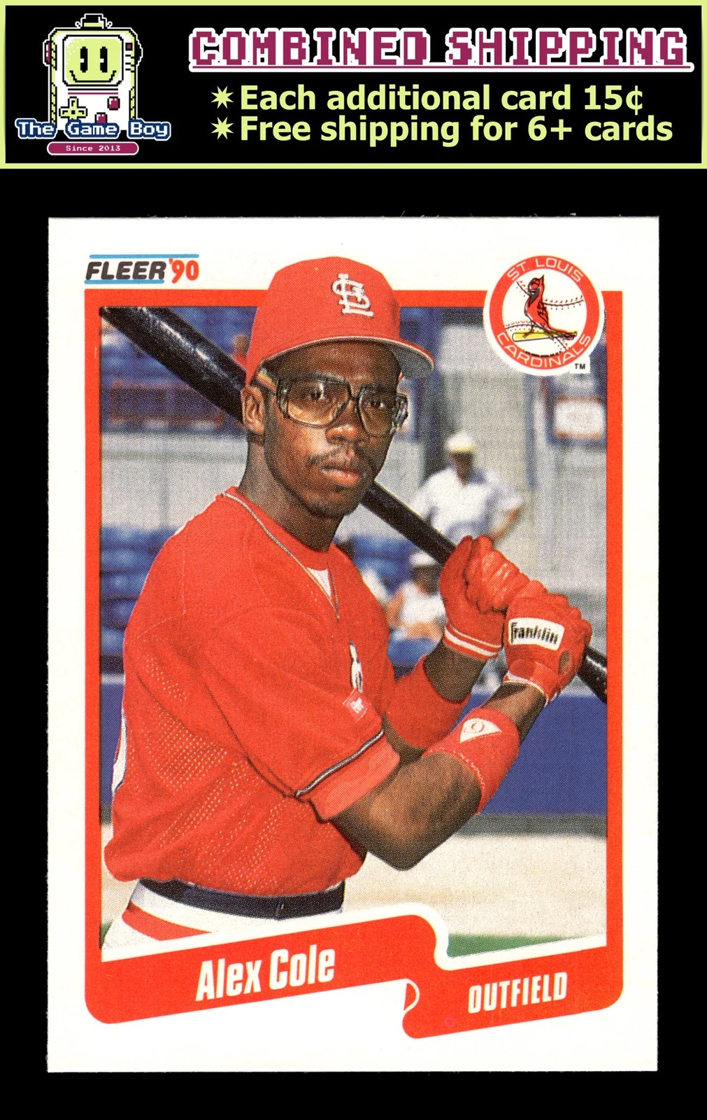 1990 Fleer #244a Alex Cole - St. Louis Cardinals RC