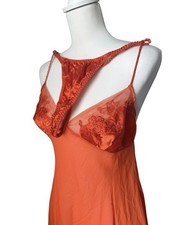 Victoria s Secret Silk Beaded Orange Slip Set Large Vintage 1999