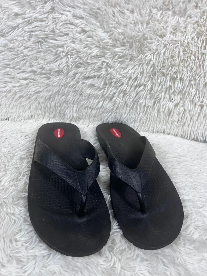 Chinelos Tanga Okabashi Marina Feminino Tamanho XXL Borracha Preto Verão Fabricado nos EUA - Imagem 3 de 4