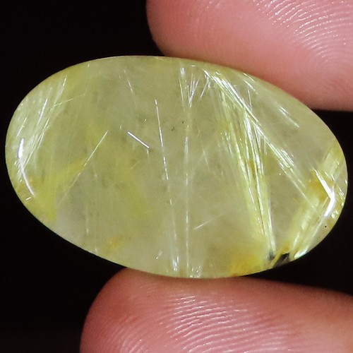 33.15 Cts Natural Rutile Quartz Oval Cabochon Loose Gemstone 17x27x7 mm HJ291 - Picture 2 of 6