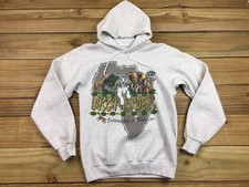 VTG 80's Busch Gardens Extinction Is Forever Africa Hooded Sweatshirt Sz S Gray