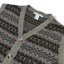 Vintage Geoffrey Beene Cardigan Vest 100% Lambs Wool Aztec Southwestern Mens XL