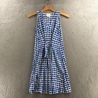 Kate Spade New York Dress Womens XS Blue Dot Stripe Sleeveless Tie Waist Midi