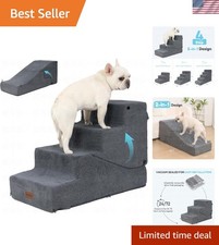4-Step Dog Stair and Ramp for Small Dogs and Cats, Pet Steps for Bed with Non...