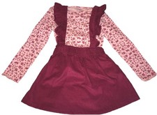 CARTER’S 2T TODDLER GIRL 2PC FINE WALE CRANBERRY CORDUROY JUMPER LS PINK TOP NWT